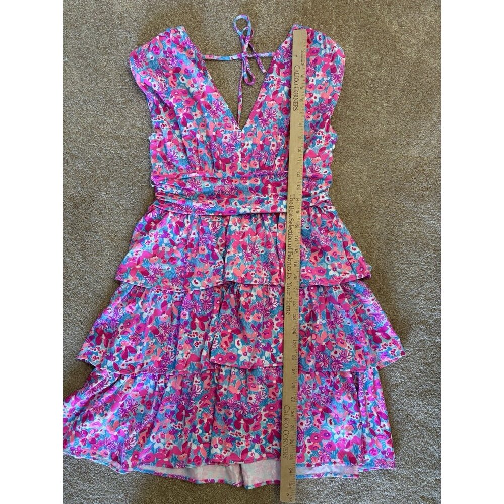 NEW Lilly Pulitzer Faye V-Neck Ruffle Dress Size M Aura Pink Baby Bloomer NWT - Picture 11 of 14